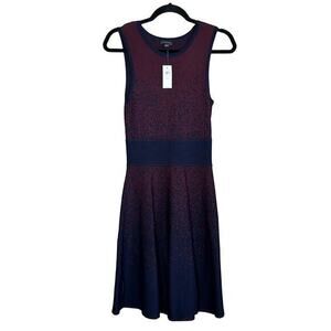 Ann Taylor size small maroon and navy‎ fit in flare dress new with tags